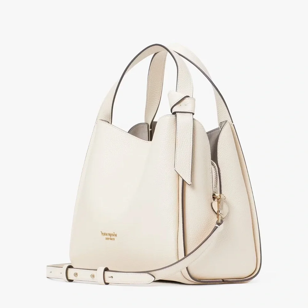 kate spade Pebbled Leather Hobo Tote in Cream